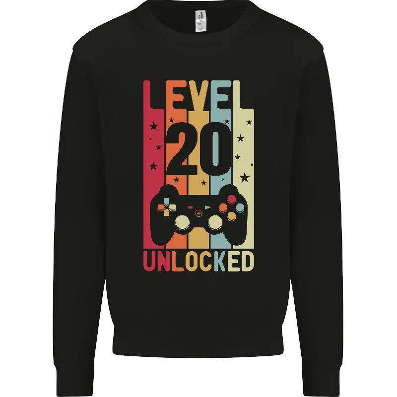 20th Birthday 20-Year-Old Level Up Gaming Men's Sweatshirt Jumper Hoodie with Frayed Bohemian Relaxed 20th Birthday 20-Year-Old Level Up Gaming Men's Sweatshirt Jumper Hoodie with Frayed Bohemian Relaxed