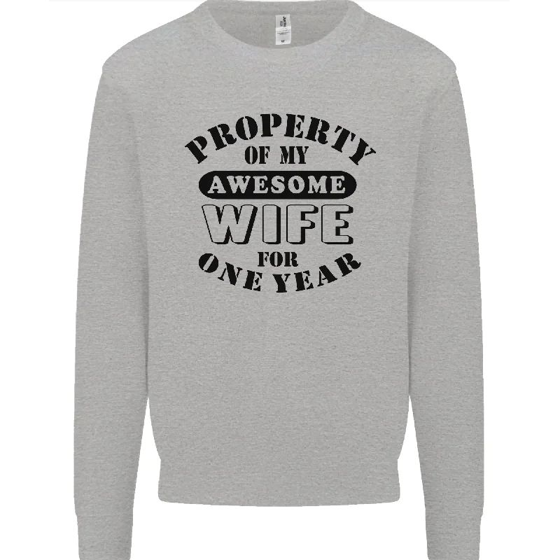 1st Wedding Anniversary 1 Year Funny Wife Mens Sweatshirt Jumper Hoodie with Rhinestones Sparkly Elegant 1st Wedding Anniversary 1 Year Funny Wife Mens Sweatshirt Jumper Hoodie with Rhinestones Sparkly Elegant