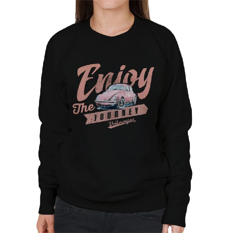 Volkswagen Pink Enjoy The Journey Beetle Women's Sweatshirt Hoodie with Neon Bright Vibrant Volkswagen Pink Enjoy The Journey Beetle Women's Sweatshirt Hoodie with Neon Bright Vibrant
