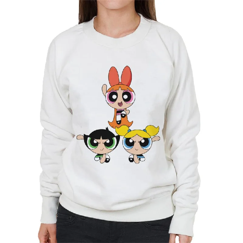 Powerpuff Girls Action Pose Women's Sweatshirt Hoodie with Hem Embroidery Detailed Premium Powerpuff Girls Action Pose Women's Sweatshirt Hoodie with Hem Embroidery Detailed Premium