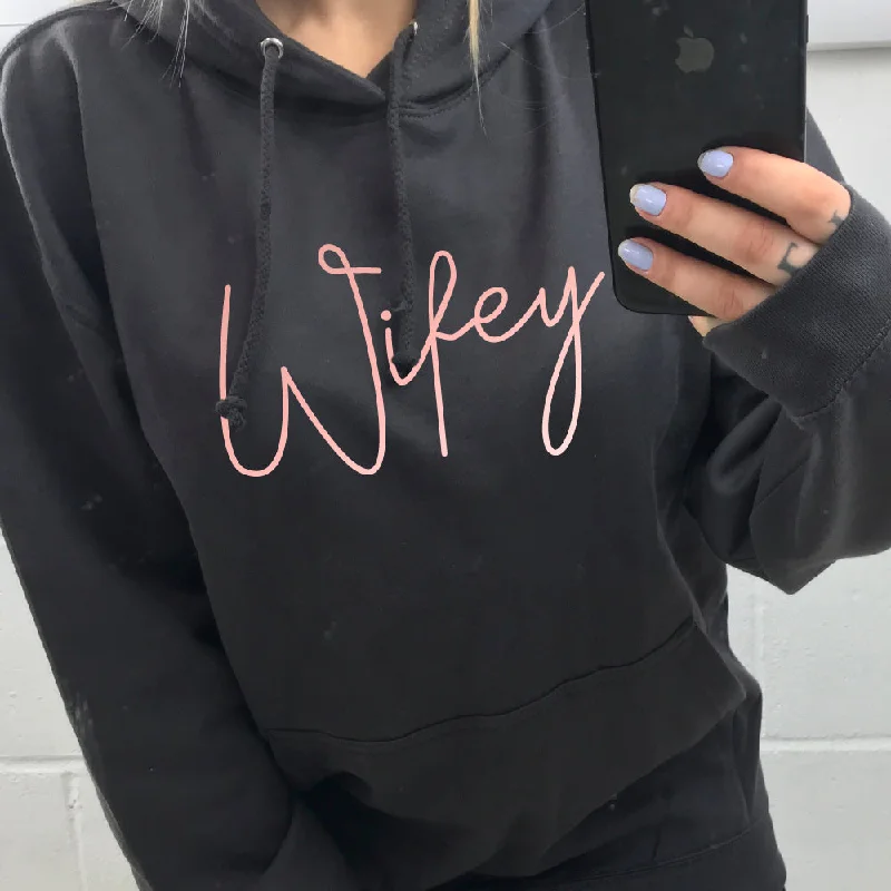Wifey Script Hoodie (MRK X) Hoodie with Sequins Glamorous Eye-catching