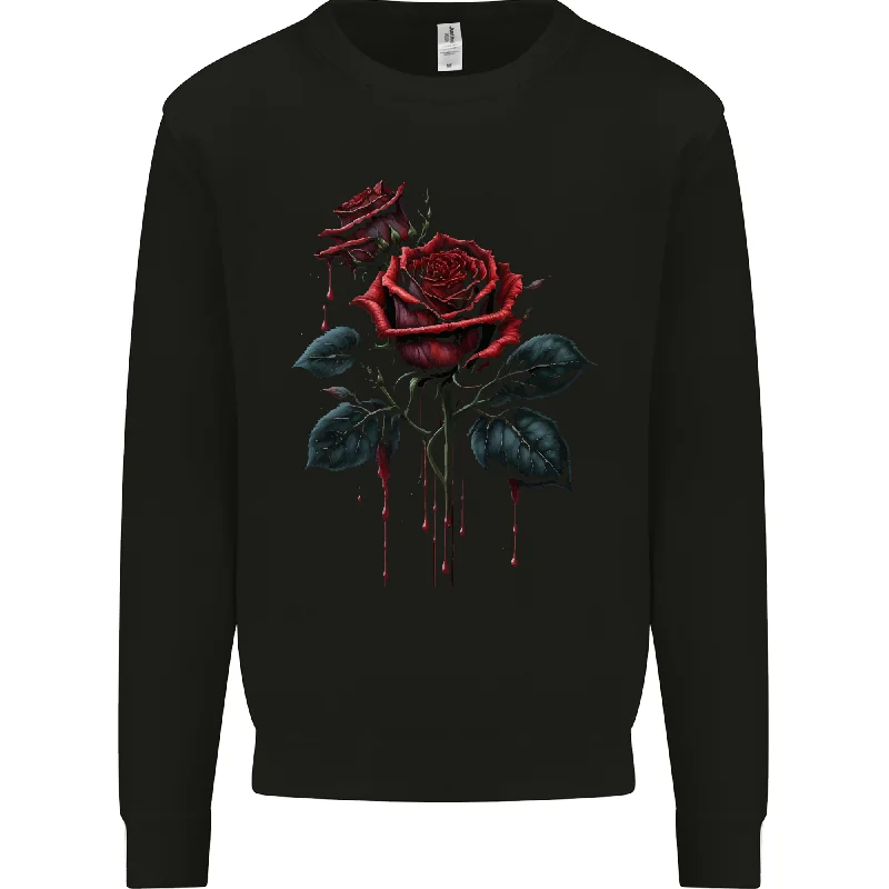 2 Roses Dripping With Blood Gothic Goth Mens Sweatshirt Jumper Hoodie with Velcro Closure Adjustable Secure 2 Roses Dripping With Blood Gothic Goth Mens Sweatshirt Jumper Hoodie with Velcro Closure Adjustable Secure