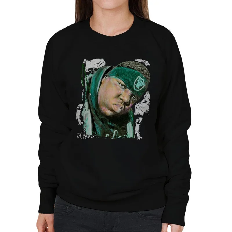 Sidney Maurer Original Portrait Of Notorious BIG Women's Sweatshirt Hoodie with Camouflage Military Edgy Sidney Maurer Original Portrait Of Notorious BIG Women's Sweatshirt Hoodie with Camouflage Military Edgy