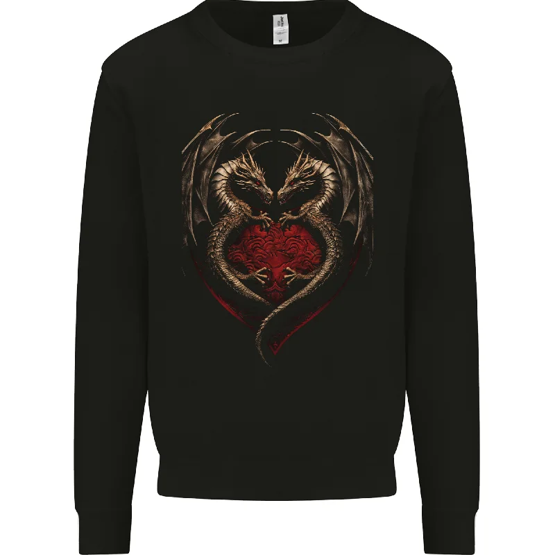 2 Fantasy Dragons in a Heart Shape Gothic Goth Mens Sweatshirt Jumper Hoodie with Exposed Zipper Edgy Industrial 2 Fantasy Dragons in a Heart Shape Gothic Goth Mens Sweatshirt Jumper Hoodie with Exposed Zipper Edgy Industrial