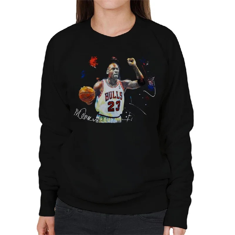 Sidney Maurer Original Portrait Of Michael Jordan Chicago Bulls Basketball Women's Sweatshirt Hoodie with Applique Textured Unique Sidney Maurer Original Portrait Of Michael Jordan Chicago Bulls Basketball Women's Sweatshirt Hoodie with Applique Textured Unique