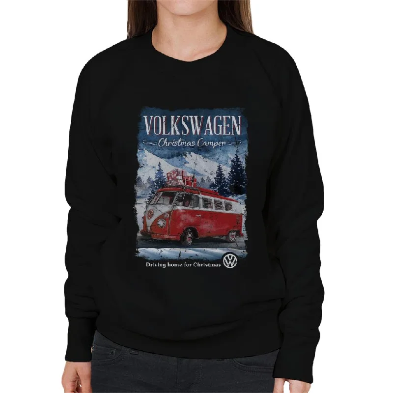 Volkswagen Christmas T1 Camper Driving Home Women's Sweatshirt Hoodie with Double Zipper Versatile Adjustable Volkswagen Christmas T1 Camper Driving Home Women's Sweatshirt Hoodie with Double Zipper Versatile Adjustable