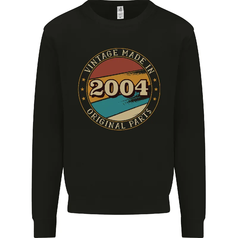 20th Birthday Vintage Made In 2004 Mens Sweatshirt Jumper Hoodie with Hem Patch Decorative Personalized 20th Birthday Vintage Made In 2004 Mens Sweatshirt Jumper Hoodie with Hem Patch Decorative Personalized