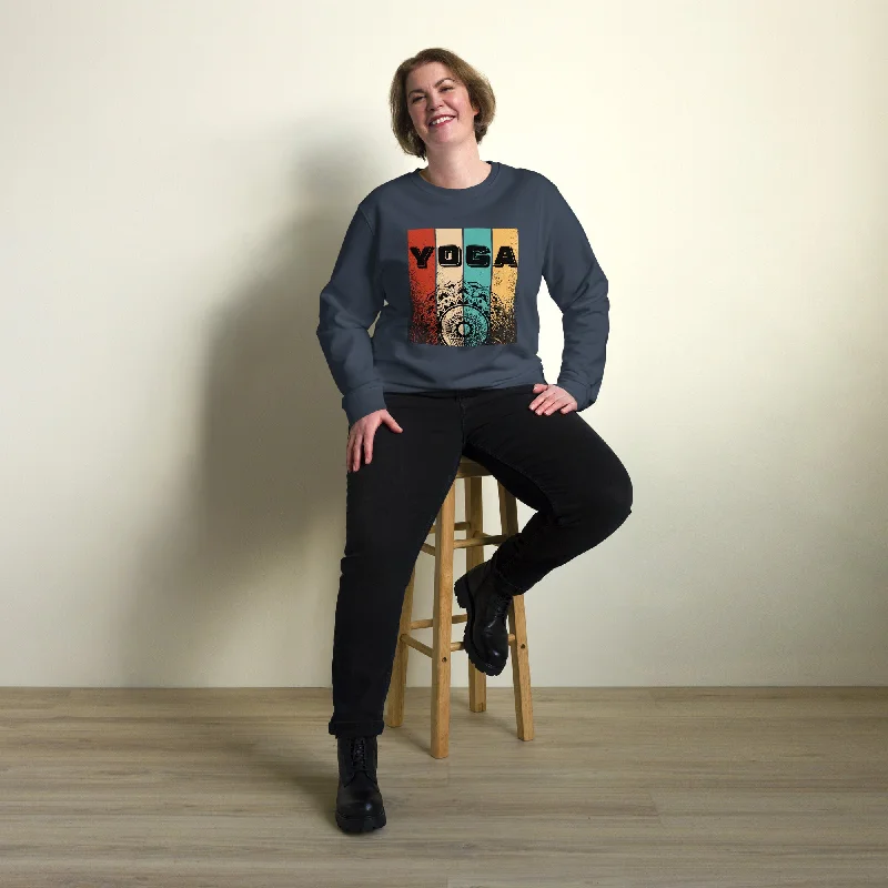 Yoga Typography Graphic Women Organic Sweatshirt Hoodie with Hem Contrast Bold Stylish