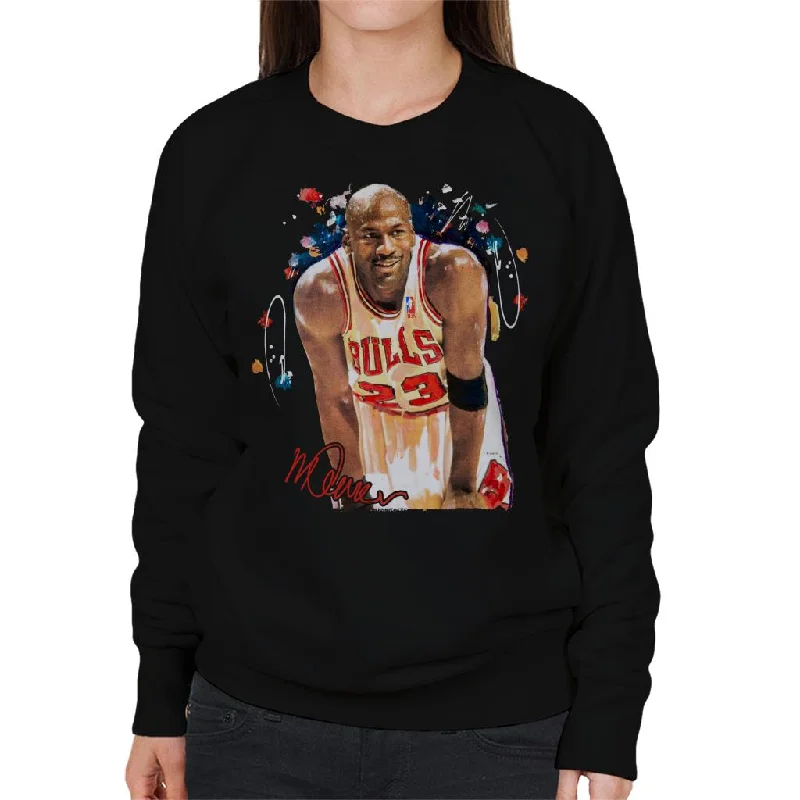 Sidney Maurer Original Portrait Of Michael Jordan Chicago Bulls Arm Band Women's Sweatshirt Hoodie with Zipper Versatile Modern Sidney Maurer Original Portrait Of Michael Jordan Chicago Bulls Arm Band Women's Sweatshirt Hoodie with Zipper Versatile Modern