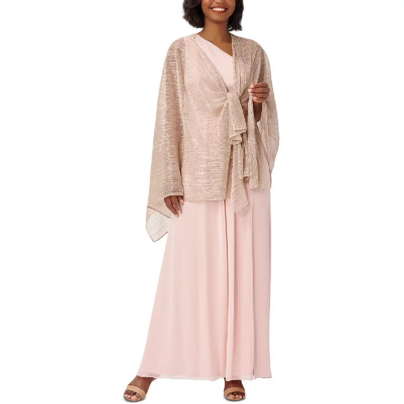 Womens Asymmetric Hem Shawl Blouse Delicate Pleat Blouse