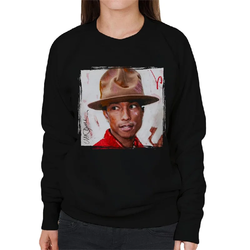Sidney Maurer Original Portrait Of Pharrel Williams The Hat Women's Sweatshirt Hoodie with Patch Decorative Personalized Sidney Maurer Original Portrait Of Pharrel Williams The Hat Women's Sweatshirt Hoodie with Patch Decorative Personalized