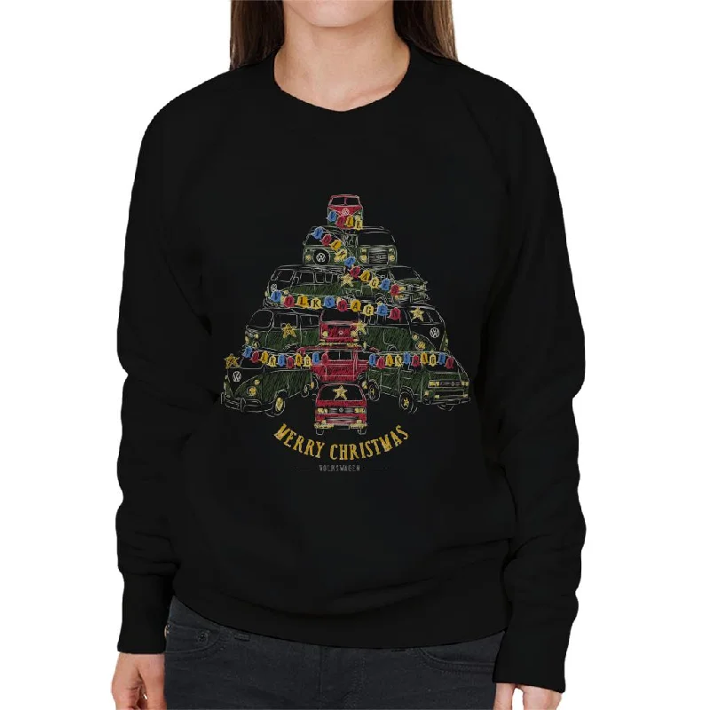 Volkswagen Christmas Tree Campers Women's Sweatshirt Hoodie with High-Low Hem Asymmetrical Trendy Volkswagen Christmas Tree Campers Women's Sweatshirt Hoodie with High-Low Hem Asymmetrical Trendy