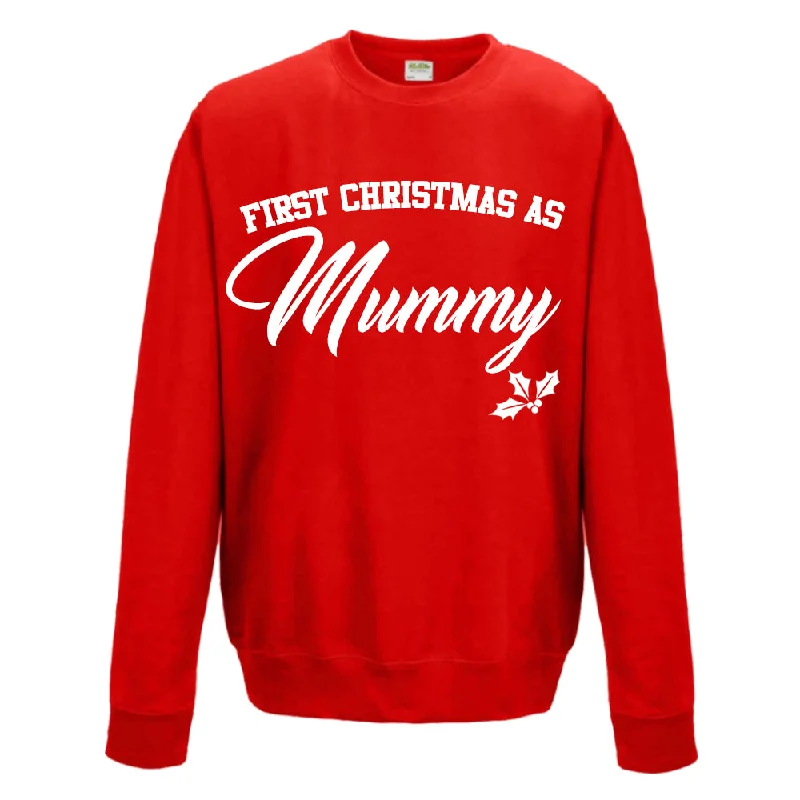 First Christmas As Mummy Classic Script Red Sweatshirt (MRK X) Hoodie with Strings Custom Fit Adjustable First Christmas As Mummy Classic Script Red Sweatshirt (MRK X) Hoodie with Strings Custom Fit Adjustable