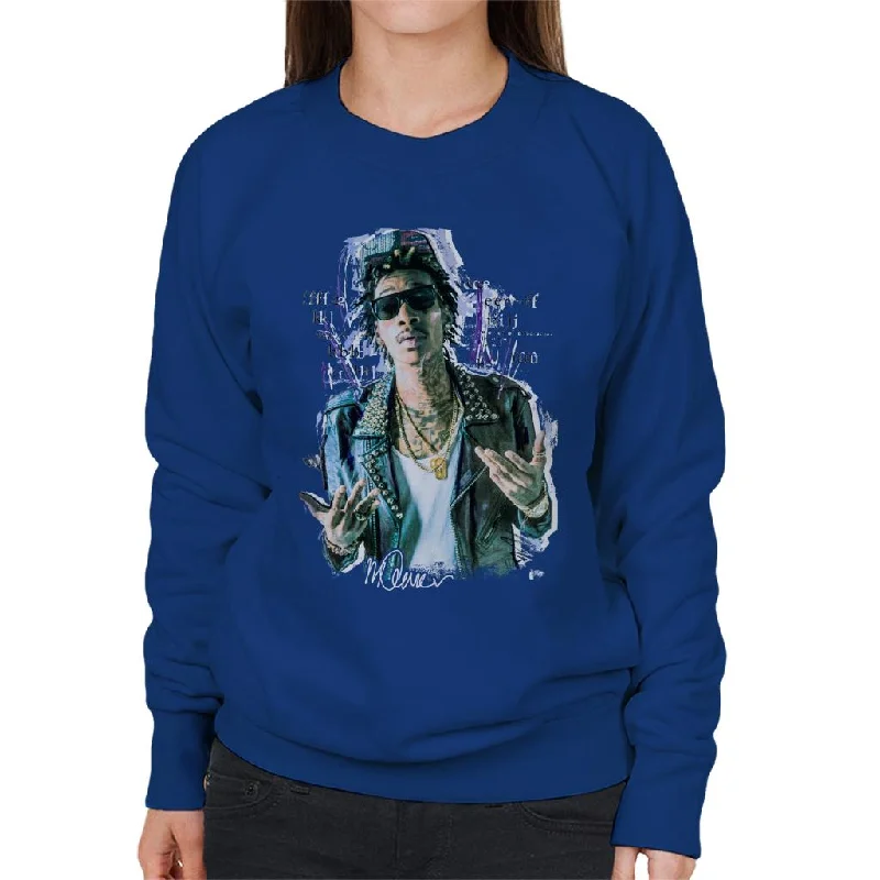Sidney Maurer Original Portrait Of Rapper Wiz Khalifa Women's Sweatshirt Hoodie with Ribbed Cuffs Snug Fit Comfort Sidney Maurer Original Portrait Of Rapper Wiz Khalifa Women's Sweatshirt Hoodie with Ribbed Cuffs Snug Fit Comfort