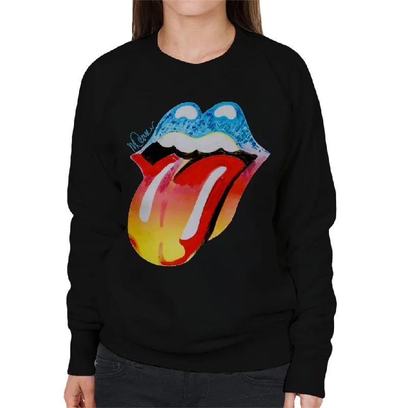 Sidney Maurer Original Portrait Of Rolling Stones Forty Licks Art Women's Sweatshirt Hoodie with Rolled Sleeves Casual Relaxed Sidney Maurer Original Portrait Of Rolling Stones Forty Licks Art Women's Sweatshirt Hoodie with Rolled Sleeves Casual Relaxed