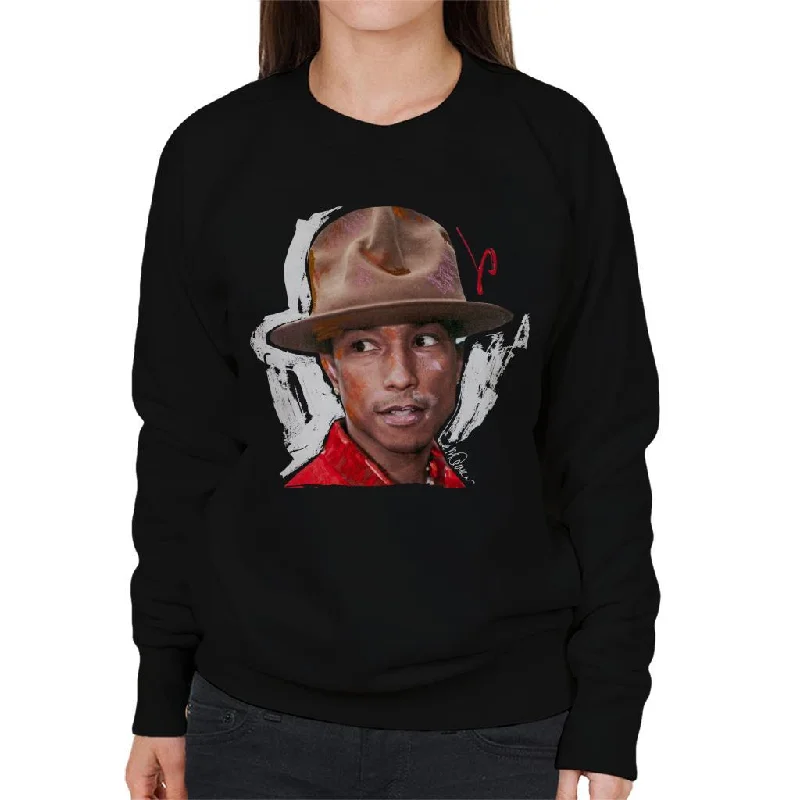 Sidney Maurer Original Portrait Of Pharrel Williams Hat Women's Sweatshirt Hoodie with Hidden Zipper Minimalist Clean Sidney Maurer Original Portrait Of Pharrel Williams Hat Women's Sweatshirt Hoodie with Hidden Zipper Minimalist Clean