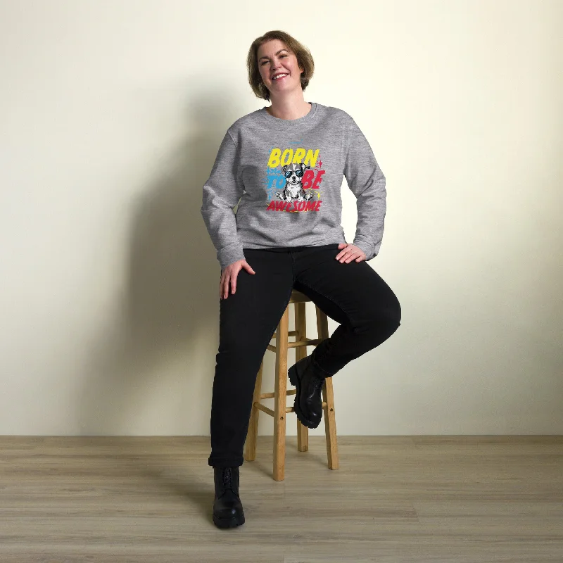 Born To Be Awesome Typography Graphic Women Organic Sweatshirt Hoodie with V-Neck Classic Versatile Born To Be Awesome Typography Graphic Women Organic Sweatshirt Hoodie with V-Neck Classic Versatile