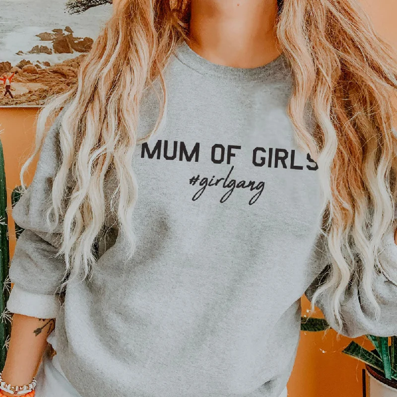 Mum of Girls (#GirlGang) Sweatshirt (MRK X) Hoodie with Hem Raw Edge Edgy Unfinished Mum of Girls (#GirlGang) Sweatshirt (MRK X) Hoodie with Hem Raw Edge Edgy Unfinished