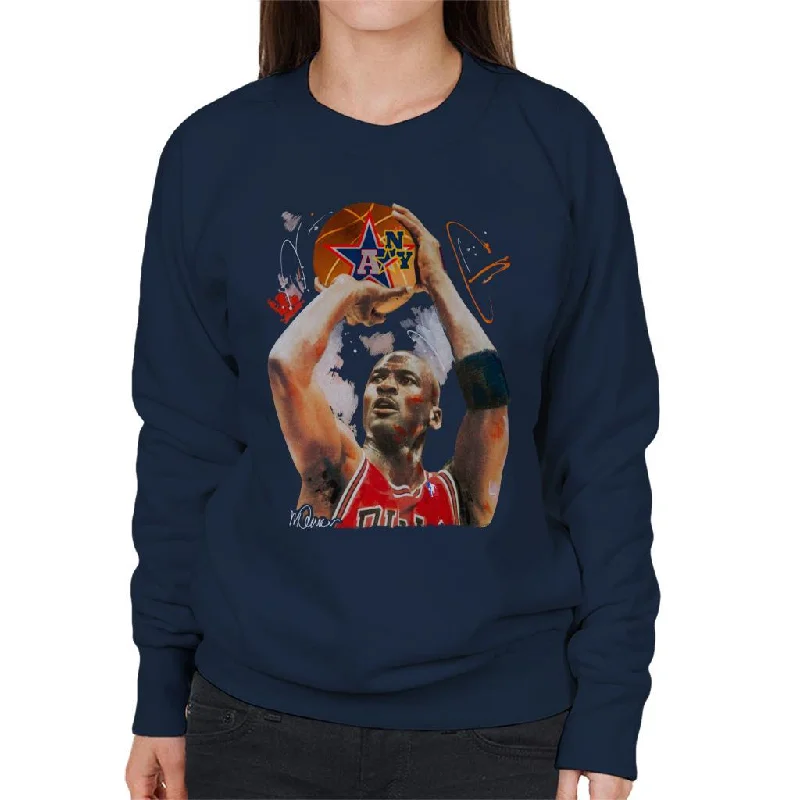 Sidney Maurer Original Portrait Of Michael Jordan Bulls Red Jersey Women's Sweatshirt Hoodie with Cuffed Sleeves Snug Secure Sidney Maurer Original Portrait Of Michael Jordan Bulls Red Jersey Women's Sweatshirt Hoodie with Cuffed Sleeves Snug Secure