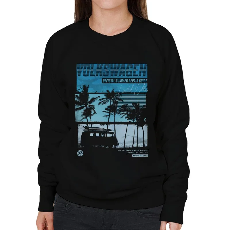Volkswagen Summer Repair Guide Beach Bus Women's Sweatshirt Hoodie with Longline Fit Extended Stylish Volkswagen Summer Repair Guide Beach Bus Women's Sweatshirt Hoodie with Longline Fit Extended Stylish