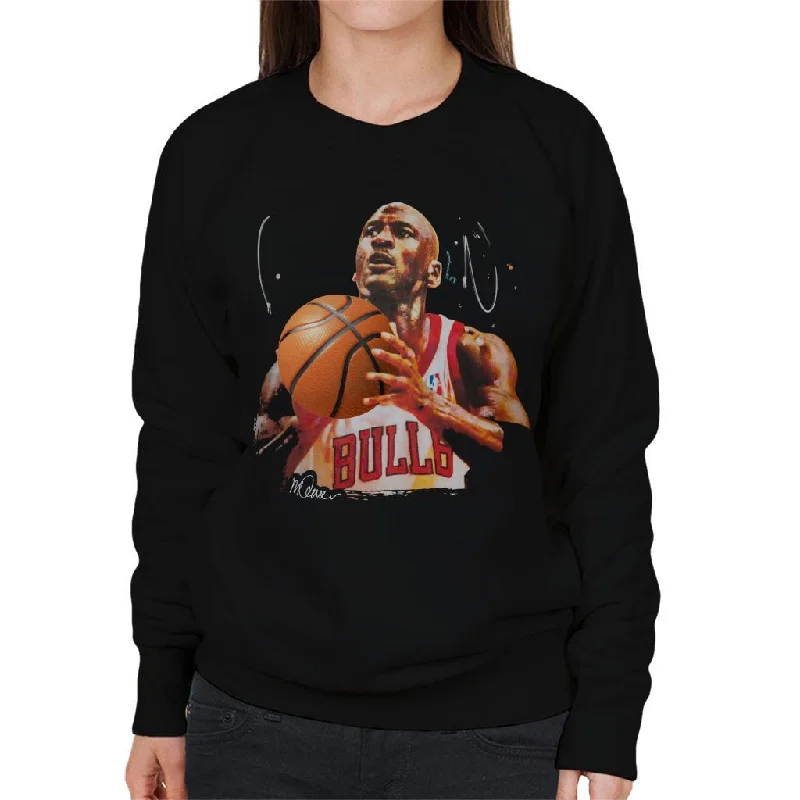 Sidney Maurer Original Portrait Of Michael Jordan Bulls White Jersey Women's Sweatshirt Hoodie with Pocket Utility Practical Sidney Maurer Original Portrait Of Michael Jordan Bulls White Jersey Women's Sweatshirt Hoodie with Pocket Utility Practical