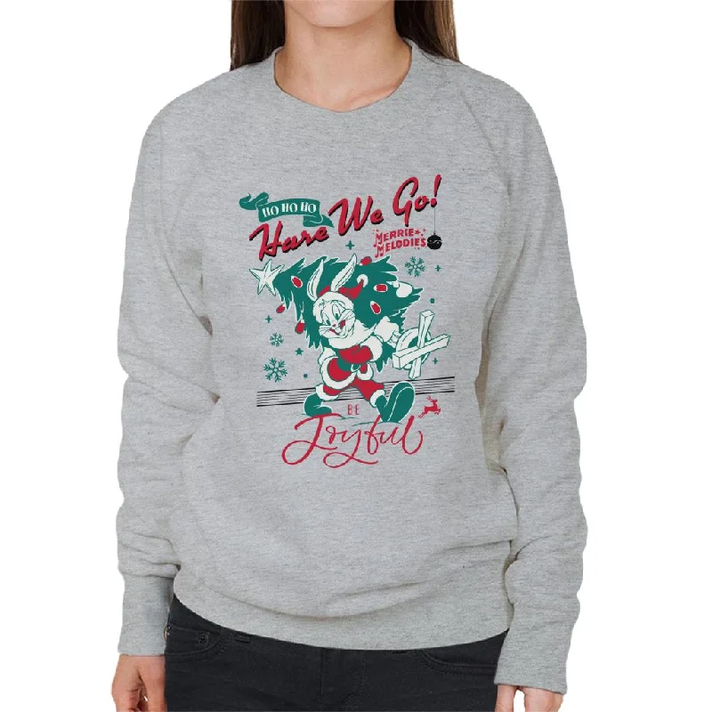Looney Tunes Christmas Bugs Bunny Be Joyful Women's Sweatshirt Hoodie with Emblem Brand Identity Looney Tunes Christmas Bugs Bunny Be Joyful Women's Sweatshirt Hoodie with Emblem Brand Identity