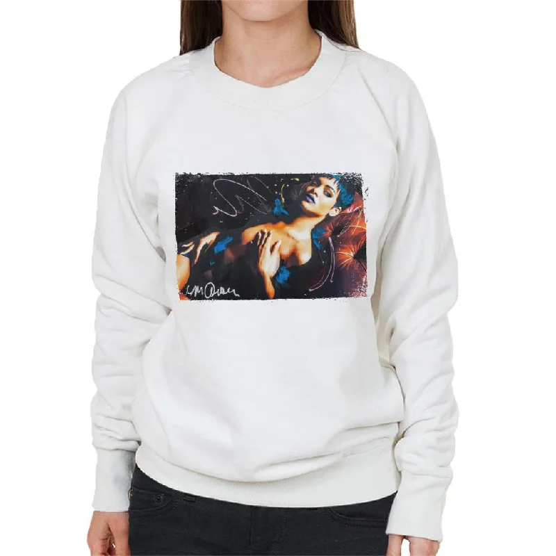 Sidney Maurer Original Portrait Of Rihanna White Women's Sweatshirt Hoodie with Zipper Versatile Modern Sidney Maurer Original Portrait Of Rihanna White Women's Sweatshirt Hoodie with Zipper Versatile Modern