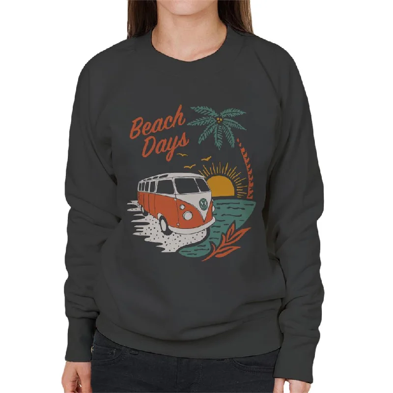 Volkswagen Beach Days T1 Camper Women's Sweatshirt Hoodie with Bell Sleeves Flared Feminine Volkswagen Beach Days T1 Camper Women's Sweatshirt Hoodie with Bell Sleeves Flared Feminine