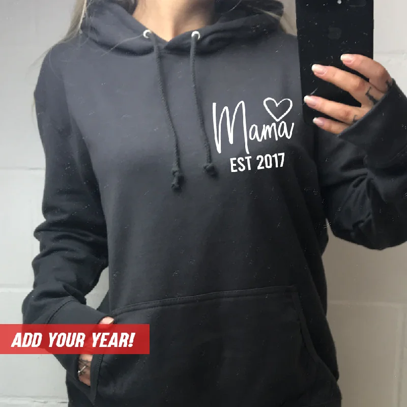 Personalised Mama Established Hoodie (MRK X) Hoodie with Raglan Sleeves Sporty Comfortable Personalised Mama Established Hoodie (MRK X) Hoodie with Raglan Sleeves Sporty Comfortable