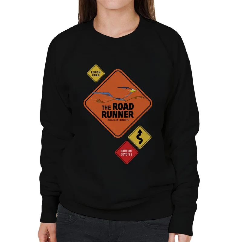 Looney Tunes The Road Runner Signs Women's Sweatshirt Hoodie with Stripes Bold Sporty Looney Tunes The Road Runner Signs Women's Sweatshirt Hoodie with Stripes Bold Sporty