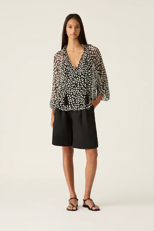 AVA SPOTS BLOUSE Chic Wrap Blouse