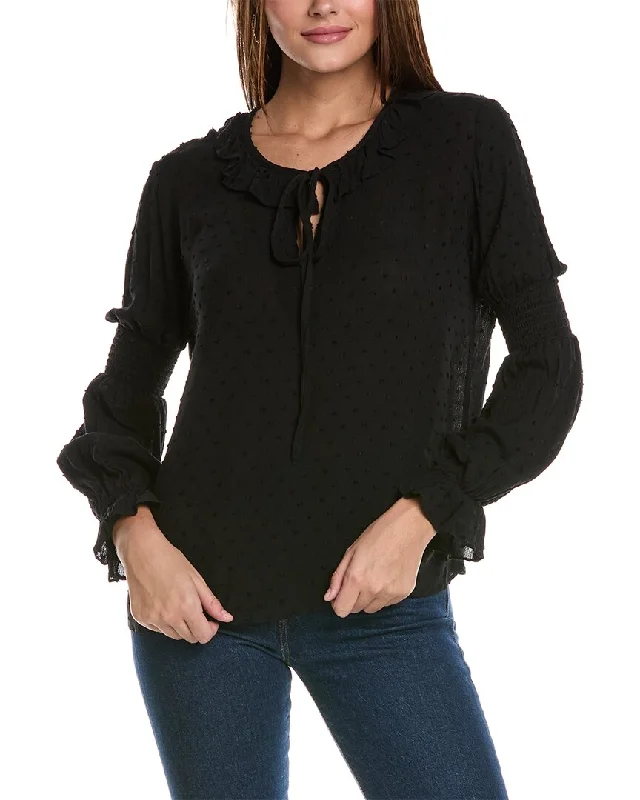 Ariella Swiss Dot Blouse Chic Wrap Blouse