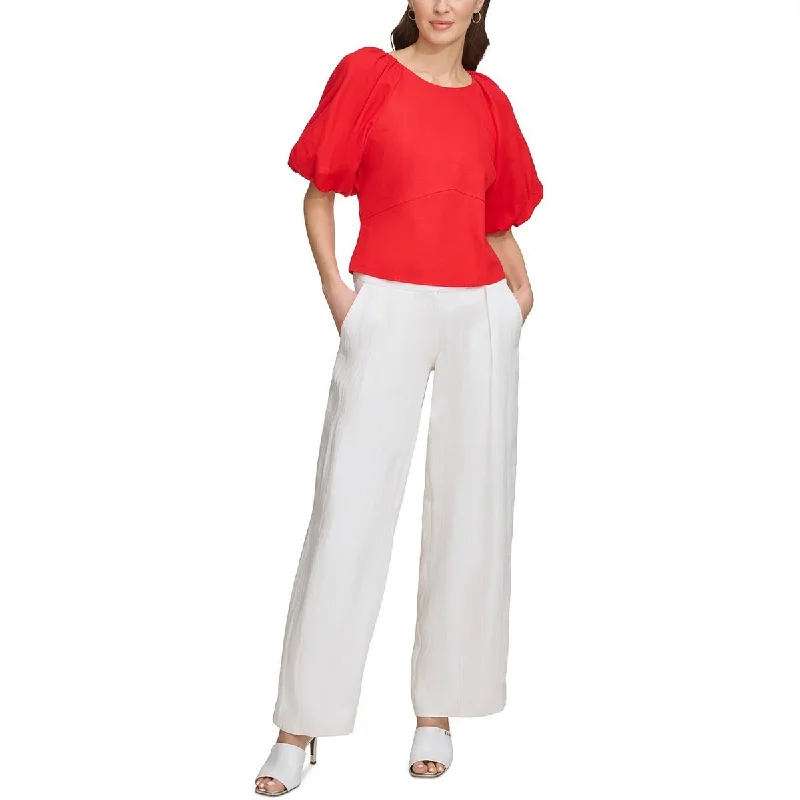 Womens Boatneck Short Blouse Cotton Casual Blouse