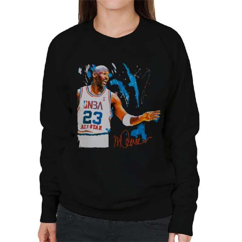 Sidney Maurer Original Portrait Of NBA All Star Michael Jordan Women's Sweatshirt Hoodie with High Neck Warm Protective Sidney Maurer Original Portrait Of NBA All Star Michael Jordan Women's Sweatshirt Hoodie with High Neck Warm Protective