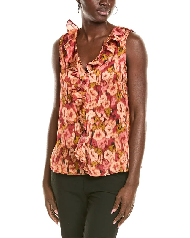 Vince Camuto Crinkled Blouse Frilled Cuff Blouse