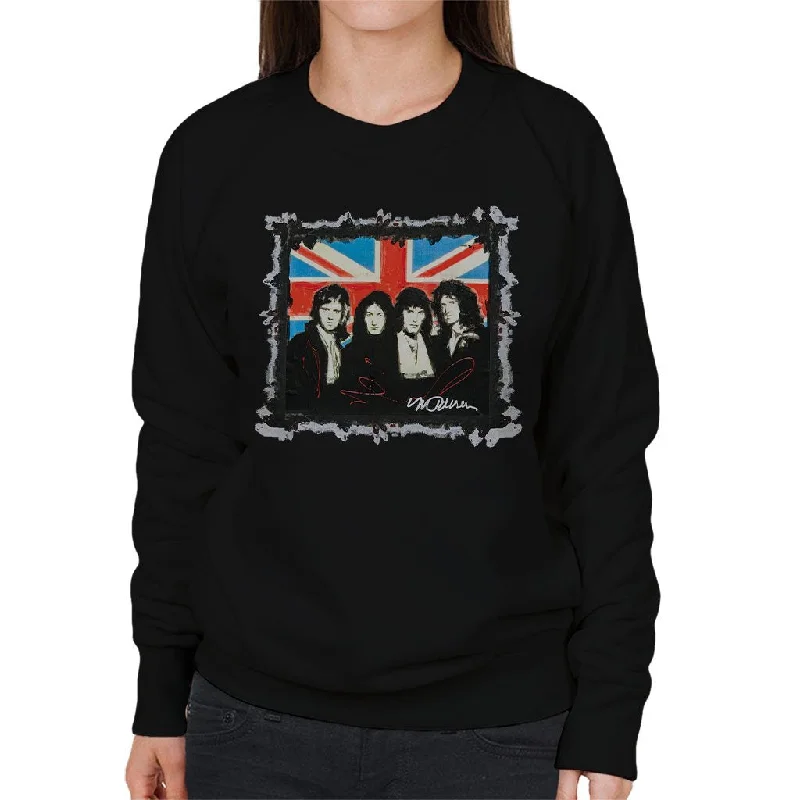 Sidney Maurer Original Portrait Of Queen Union Jack Women's Sweatshirt Hoodie with V-Neck Classic Versatile Sidney Maurer Original Portrait Of Queen Union Jack Women's Sweatshirt Hoodie with V-Neck Classic Versatile