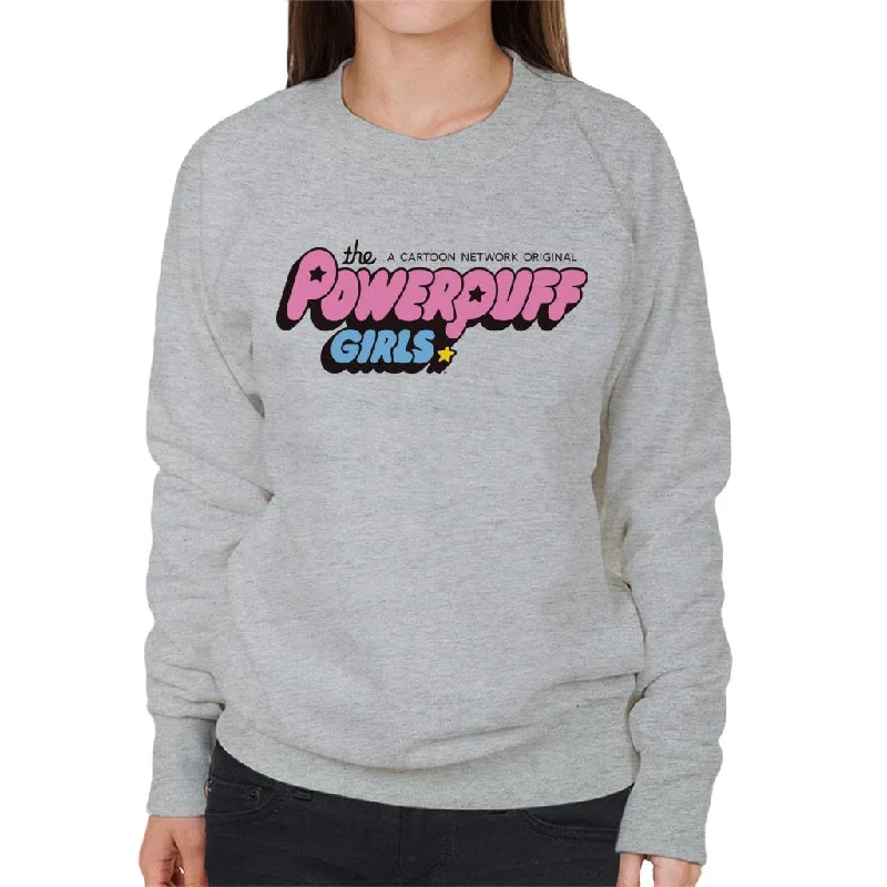 Powerpuff Girls Bubble Text Logo Women's Sweatshirt Hoodie with Color Block Contrast Stylish Powerpuff Girls Bubble Text Logo Women's Sweatshirt Hoodie with Color Block Contrast Stylish