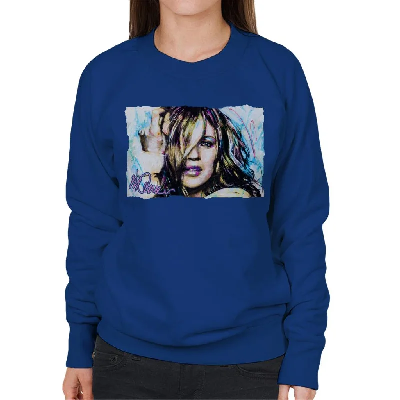 Sidney Maurer Original Portrait Of Model Kate Moss Women's Sweatshirt Hoodie with Sequins Glamorous Eye-catching Sidney Maurer Original Portrait Of Model Kate Moss Women's Sweatshirt Hoodie with Sequins Glamorous Eye-catching