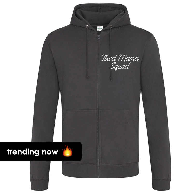 Tired Mama Squad Mini Logo Zipped Hoodie (MRK X) Hoodie with Embroidery Detailed Premium Tired Mama Squad Mini Logo Zipped Hoodie (MRK X) Hoodie with Embroidery Detailed Premium