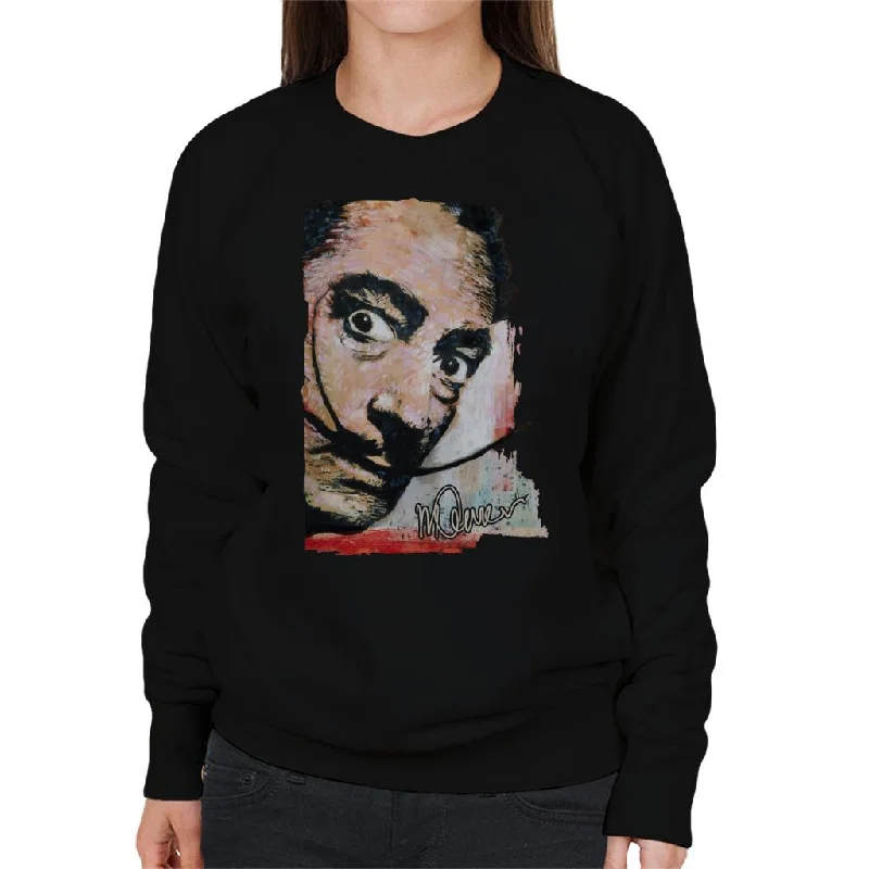 Sidney Maurer Original Portrait Of Salvador Dali Moustache Women's Sweatshirt Hoodie with Crew Neck Simple Timeless Sidney Maurer Original Portrait Of Salvador Dali Moustache Women's Sweatshirt Hoodie with Crew Neck Simple Timeless