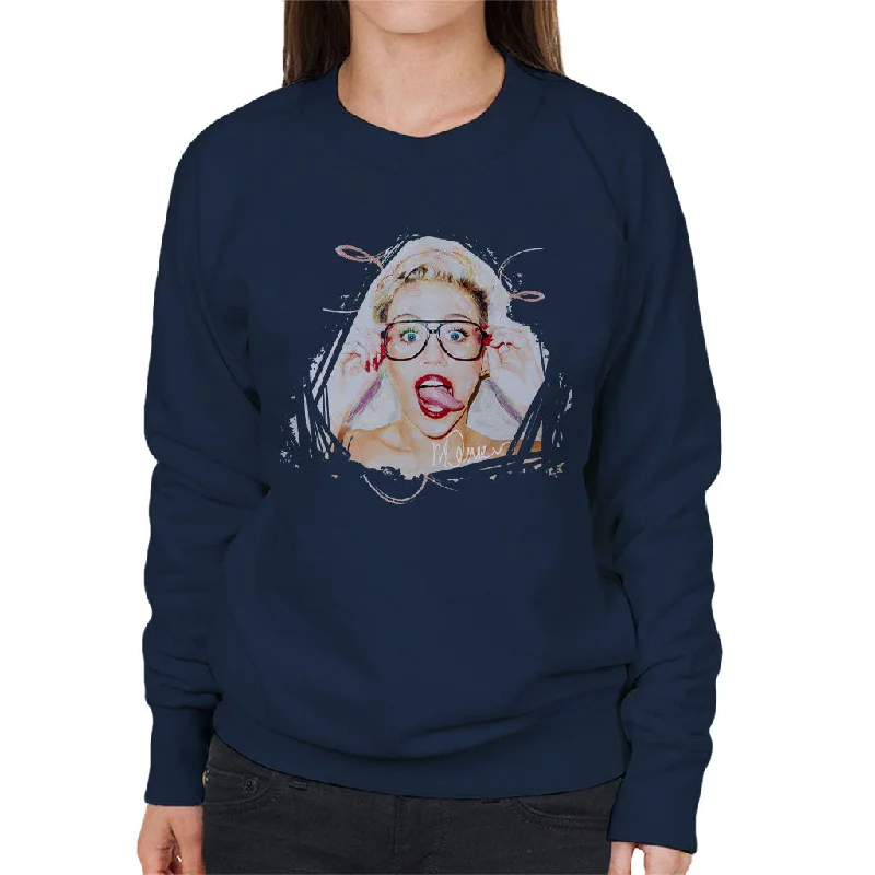 Sidney Maurer Original Portrait Of Miley Cyrus Women's Sweatshirt Hoodie with Ribbed Hem Stretchable Secure Sidney Maurer Original Portrait Of Miley Cyrus Women's Sweatshirt Hoodie with Ribbed Hem Stretchable Secure