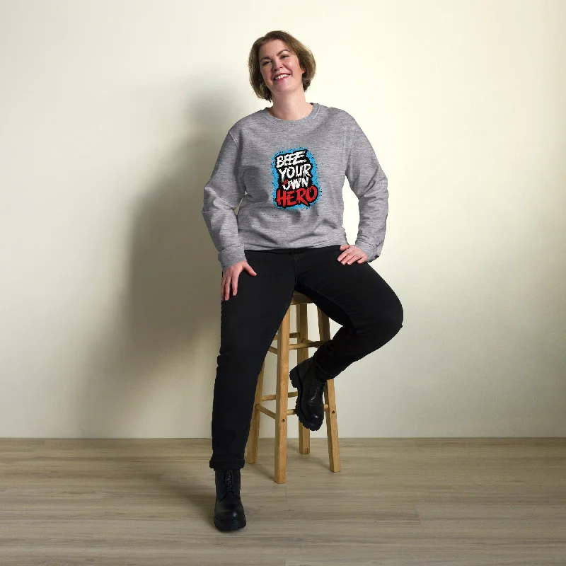 Bee Your Own Hero Typography Graphic Women Organic Sweatshirt Hoodie with Snap Buttons Easy Quick Bee Your Own Hero Typography Graphic Women Organic Sweatshirt Hoodie with Snap Buttons Easy Quick