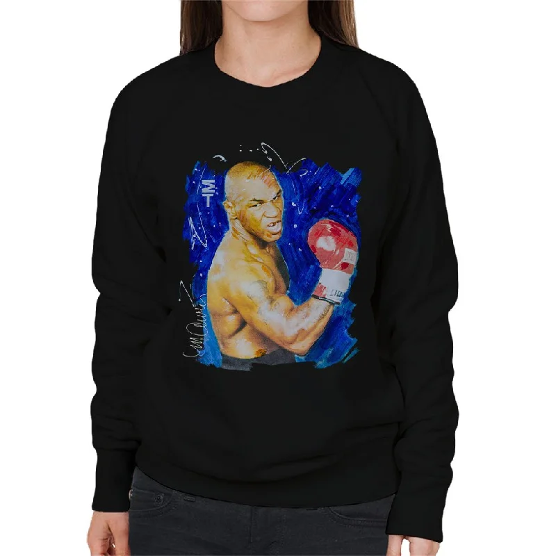 Sidney Maurer Original Portrait Of Mike Tyson Women's Sweatshirt Hoodie with Thumb Holes Functional Cozy Sidney Maurer Original Portrait Of Mike Tyson Women's Sweatshirt Hoodie with Thumb Holes Functional Cozy