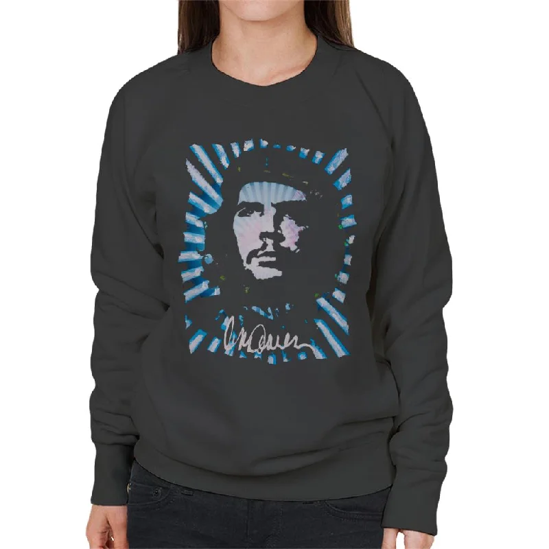 Sidney Maurer Original Portrait Of Revolutionary Che Guevara Women's Sweatshirt Hoodie with Neon Bright Vibrant Sidney Maurer Original Portrait Of Revolutionary Che Guevara Women's Sweatshirt Hoodie with Neon Bright Vibrant