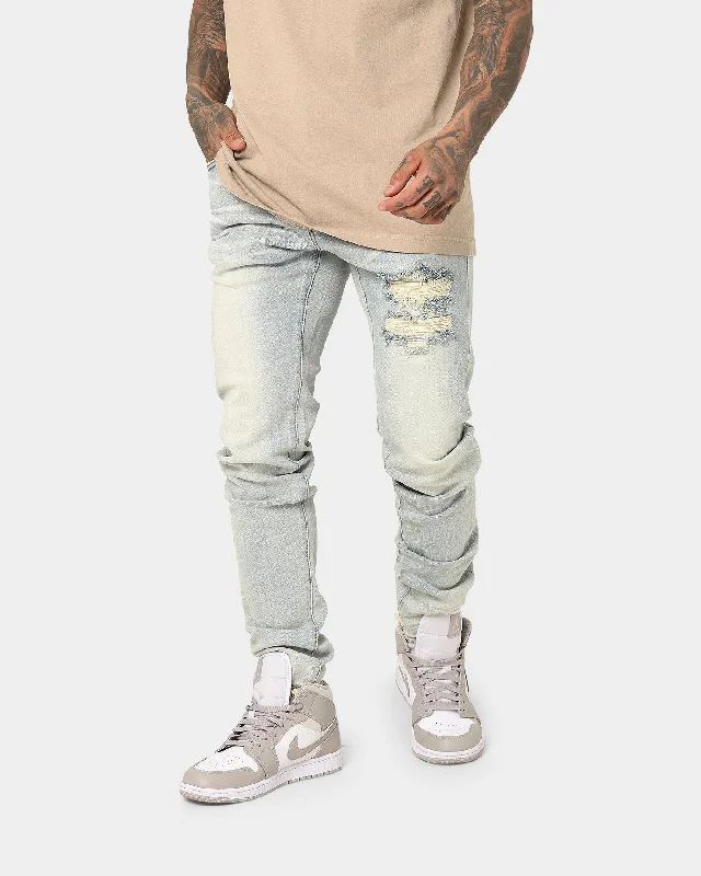Lifted Anchors "Uniform" Denim Pants Blue Fashionable Tapered Leg Pants