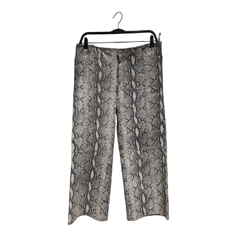 Vintage/Wide Leg Pants/46/Animal Pattern/Leather/GRY/SNAKESKIN PANTS Trendy Printed Leggings