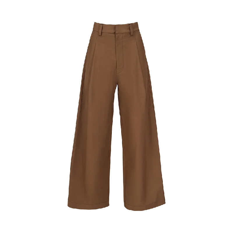 Olympe Pleated Wide Leg Pants Chic Wool Trousers