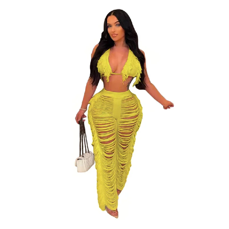 New Women 'S Pure Color Bikini Tassel Knitted Beach Pants Suit (CL10134) Soft Stretch Leggings New Women 'S Pure Color Bikini Tassel Knitted Beach Pants Suit (CL10134) Soft Stretch Leggings