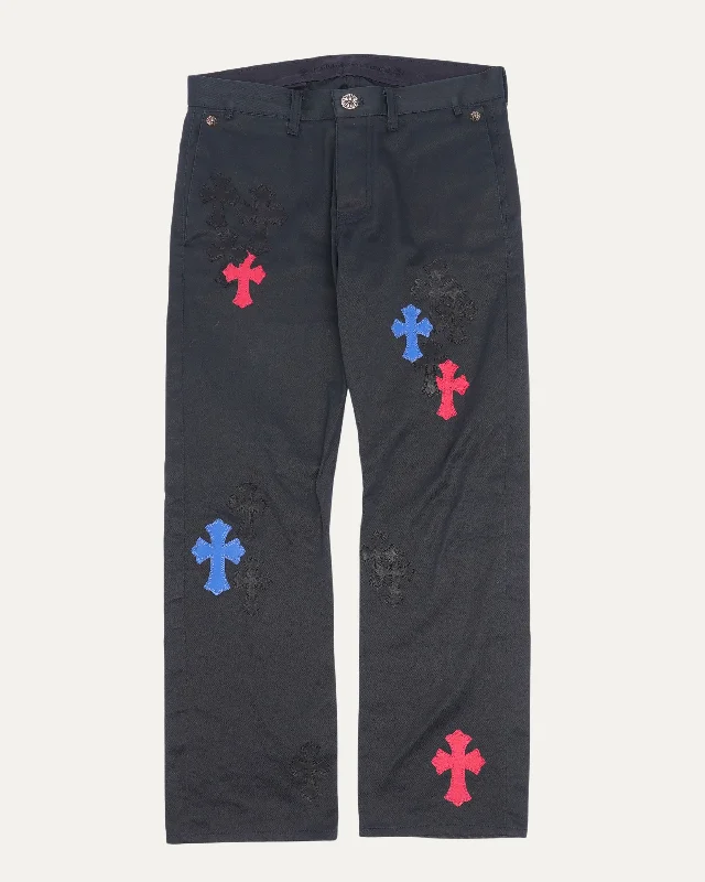 Multicolor Cross Patch Chino Pants Classic Cropped Pants