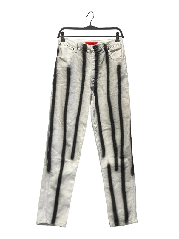 ECKHAUS LATTA/Straight Pants/28/Stripe/Denim/WHT/spray paint line Stylish Slim Trousers ECKHAUS LATTA/Straight Pants/28/Stripe/Denim/WHT/spray paint line Stylish Slim Trousers